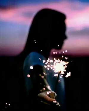Sparkler Girl Aesthetic Wallpaper