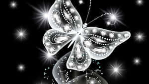 Sparkling Blackand White Butterfly Wallpaper