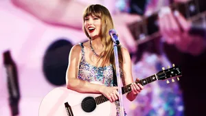 Sparkling Singer Guitar Performance Wallpaper