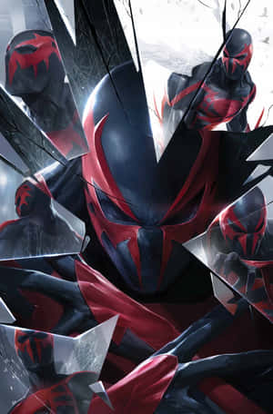 Spectacular Spider-man 2099 In Dynamic Pose Wallpaper