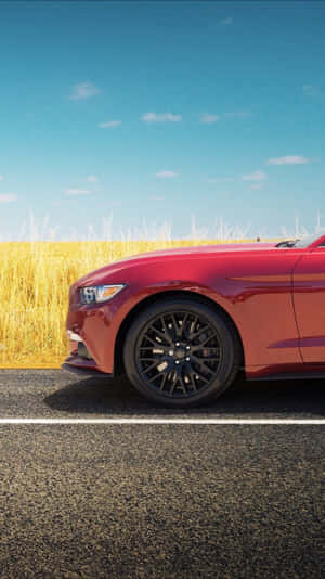 Speed Through The Day With A Red Car Iphone Wallpaper