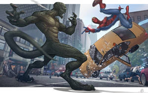 Spiderman Against Lizard Wallpaper