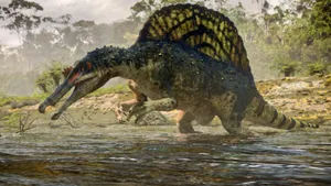 Spinosaurus Fishing For Prey Wallpaper