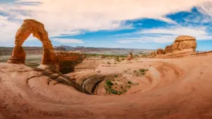Spiraling Crater By The Arch Wallpaper