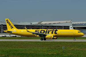 Spirit Airlines Plane On Airport Wallpaper