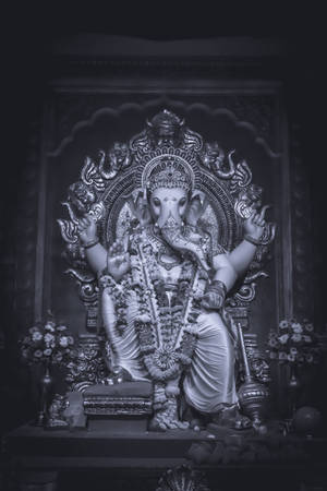 Spirit Of Festivity With Monochrome Lalbaugcha Raja Wallpaper