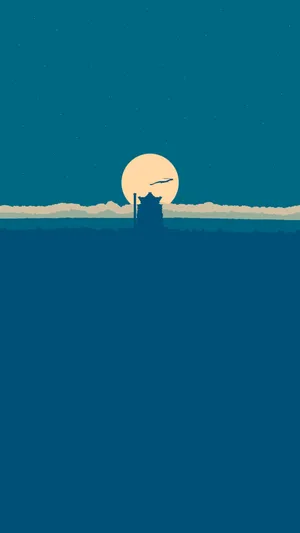 Spirited Away Bathhouse Silhouette Minimalist Wallpaper