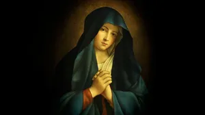 Spiritual Vision Of The Prayerful Virgin Mary Wallpaper