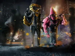 Spongebob And Patrick As Gangsters With Guns Wallpaper