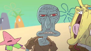 Spongebob And Squidward's Awkward Face-off Wallpaper