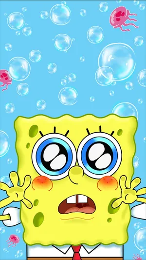 Spongebob Crying With Bubbles Iphone Wallpaper