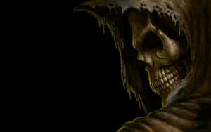 Spooky Halloween Skeleton Grinning In The Moonlight Wallpaper