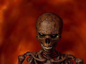 Spooky Halloween Skeleton With Glowing Eyes Wallpaper