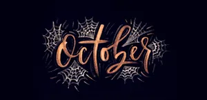 Spooky Hello October Graphic With Webs Wallpaper