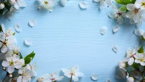 Spring Floral Frameon Blue Background Wallpaper
