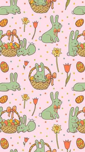 Spring Iphone Green Easter Bunnies Wallpaper