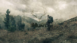 Standing Atop A Rocky Outcropping With Her Rifle In Hand, A Hunter Ready To Take On Nature's Bounty. Wallpaper
