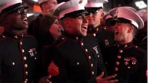 Standing Ready: A United States Marine Supporting The American Way Wallpaper