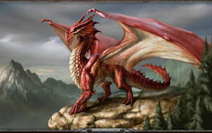 Standing Red Dragon In Rock Wallpaper