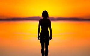 Standing Woman Silhouette Wallpaper