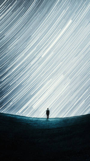 Star Trails Over Man Silhouette Portrait Wallpaper