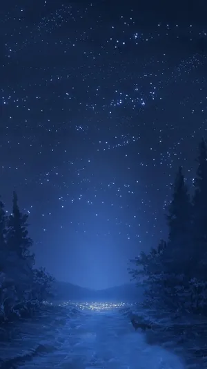 Starry Night Road Cool Android Wallpaper