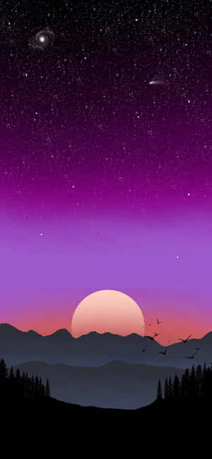 Starry_ Night_ Sky_with_ Rising_ Moon Wallpaper