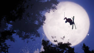 Steep Skiing In The Moonlight Wallpaper