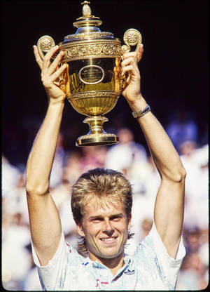 Stefan Edberg Celebrating His 1990 Wimbledon Victory Wallpaper