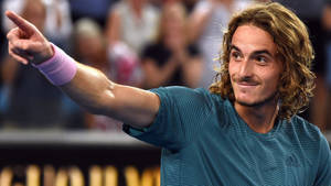 Stefanos Tsitsipas Smiling At Crowd Wallpaper