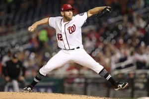 Stephen Strasburg About To Pitch A Ball Wallpaper