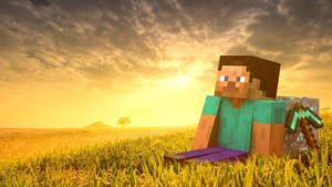 Steve Resting On Diamond Block 2560x1440 Minecraft Wallpaper