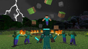 Steve With Two Diamond Swords 2560x1440 Minecraft Wallpaper