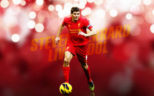 Steven Gerrard In Action During A Liverpool Football Club Match Wallpaper