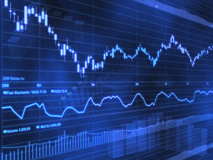 Stock Market Monochromatic Blue Line Chart Wallpaper