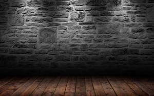 Stone Wall With Wooden Floor Wallpaper