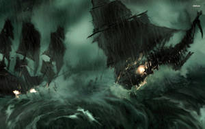 Stormy Ghost Ship Artwork Wallpaper