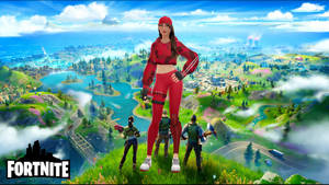 Strategic Ruby Skin Player In Fortnite Battle Royale Wallpaper