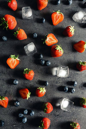 Strawberries And Ice Food Iphone Wallpaper