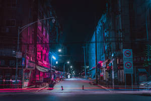 Street Light Neon City Wallpaper