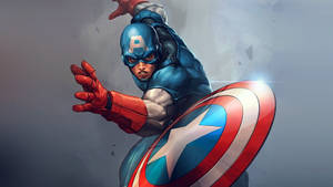 Strong And Powerful Captain America With His Shield Wallpaper