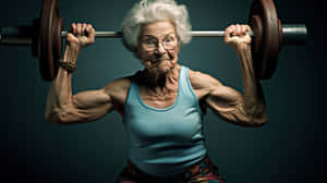 Strong Grandma Lifting Weights Wallpaper