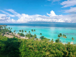 Stunning Aerial View Of French Polynesia Wallpaper