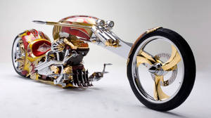 Stunning Gold-plated Chopper Motorcycle Wallpaper