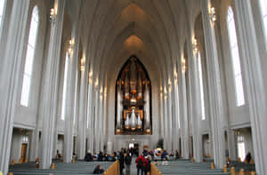 Stunning Interior Of Hallgrimskirkja Church, Iceland Wallpaper
