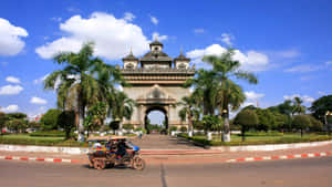 Stunning Patuxai Monument In Vientiane Wallpaper
