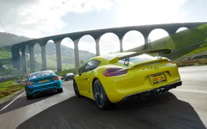 Stunning Porsche Cayman Gt4 Racing In Forza Horizon 4 Wallpaper