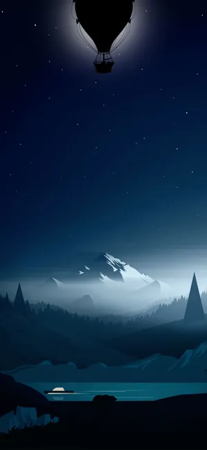 Stunning Scenic View Of Hot Air Balloon In The Sky With Water Drop Notch Wallpaper