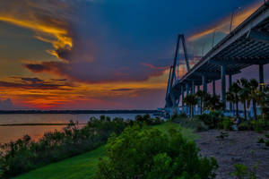 Stunning View Of Arthur Ravenel Jr. Bridge, South Carolina Wallpaper