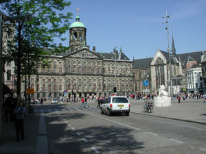 Stunning View Of The Royal Palace Of Amsterdam On A Sunny Day. Wallpaper